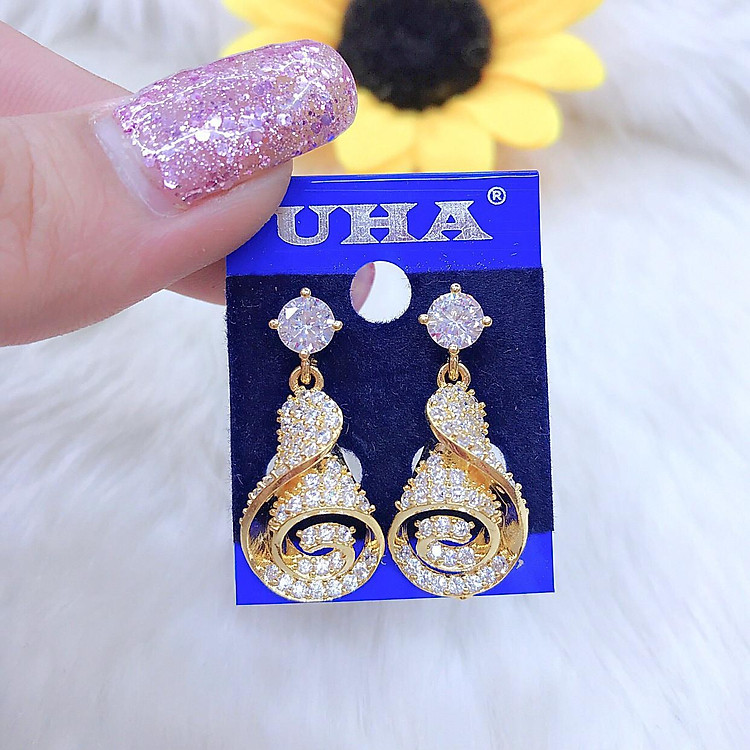 Bông tai nữ hoa loa kèn mạ vàng 18k cao cấp EKH533