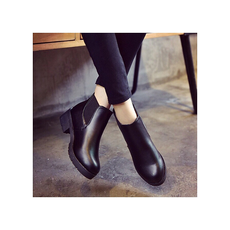 Bốt da nữ cổ chun đế năm phân thời trang siêu hot BT1