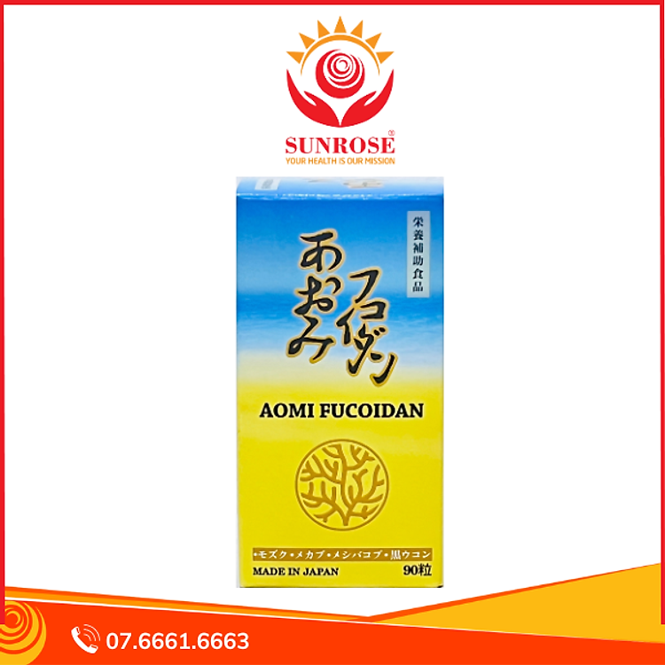 Aomi Fucoidan - Viên uống hỗ trợ tăng cường sức đề kháng, Hàng chuẩn Nhật Bản, Hộp 90 viên