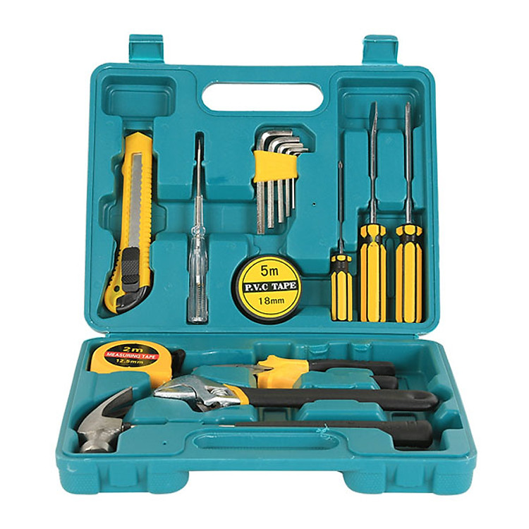 Bộ dụng cụ sửa chữa 16 món đa năng có hộp đựng (Xanh)