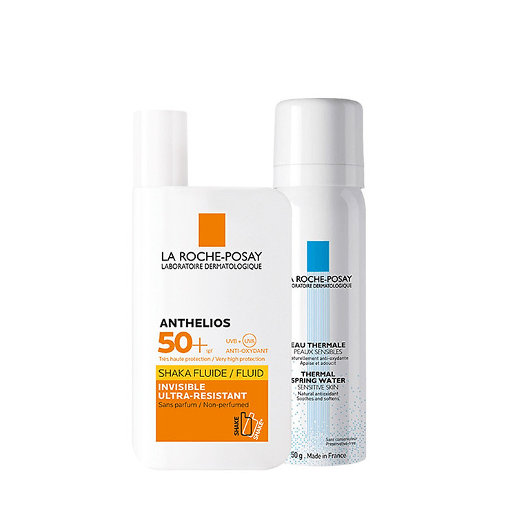Bộ đôi Kem chống nắng không nhờn rít La Roche-Posay Anthelios Shaka Fluid 50ml & Nước khoáng làm dịu da 50ml