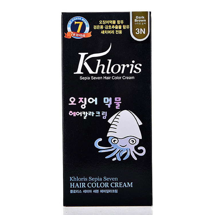 Kem nhuộm tóc đẹp màu tự nhiên tóc bóng mềm nhanh dễ làm không amoniac Khloris Sepia Seven Hair Color, Hàn Quốc 120g