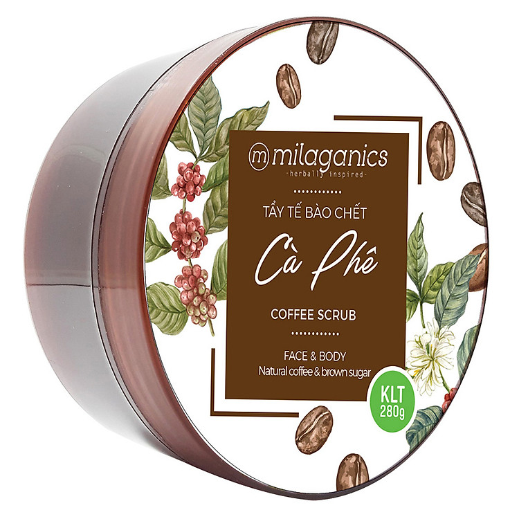 Tẩy Tế Bào Chết Cho Mặt Và Toàn Thân Từ Cà Phê Robusta Natural Coffee & Brown Sugar Scrub MILAGANICS 280g (Hũ)