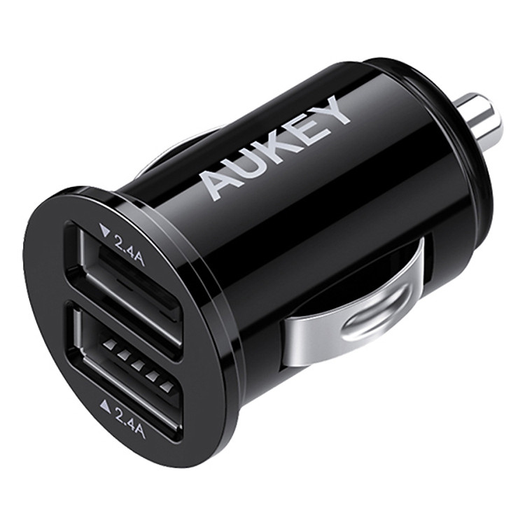 Adapter Sạc Xe Hơi 2 Cổng 24W Aukey CC-S1 (Đen) - Hàng Chính Hãng