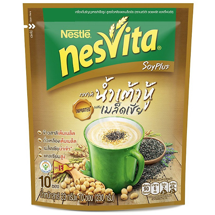 Ngũ Cốc Dinh Dưỡng Nestlé Nesvita Đậu Nành Và Hạt Chia (10 Gói x 23g)