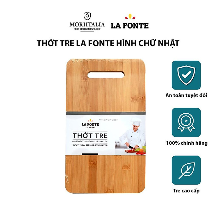 Thớt tre La Fonte hình chữ nhật an toàn kháng khuẩn Moriitalia 180633