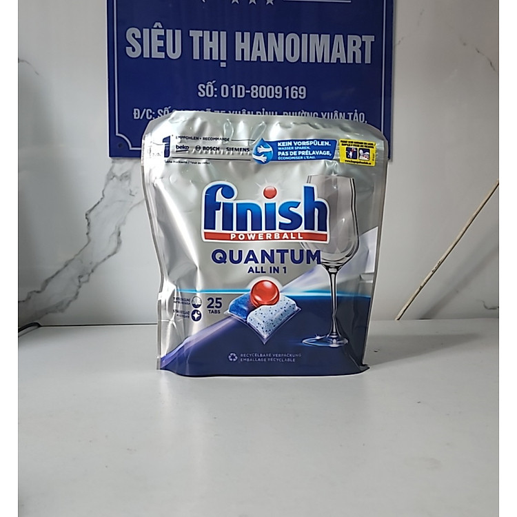 Viên rửa chén bát Finish Quantum Max 60 viên hương táo chanh