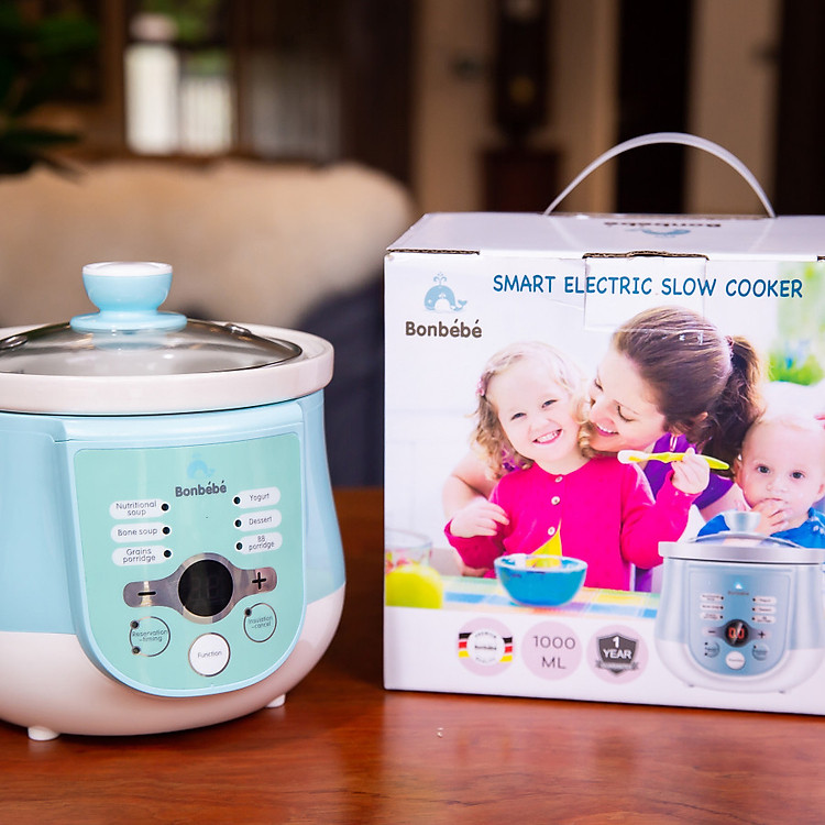 NỒI NẤU CHẬM ĐA CHỨC NĂNG BONBEBE (Xanh) - HÀNG CHÍNH HÃNG