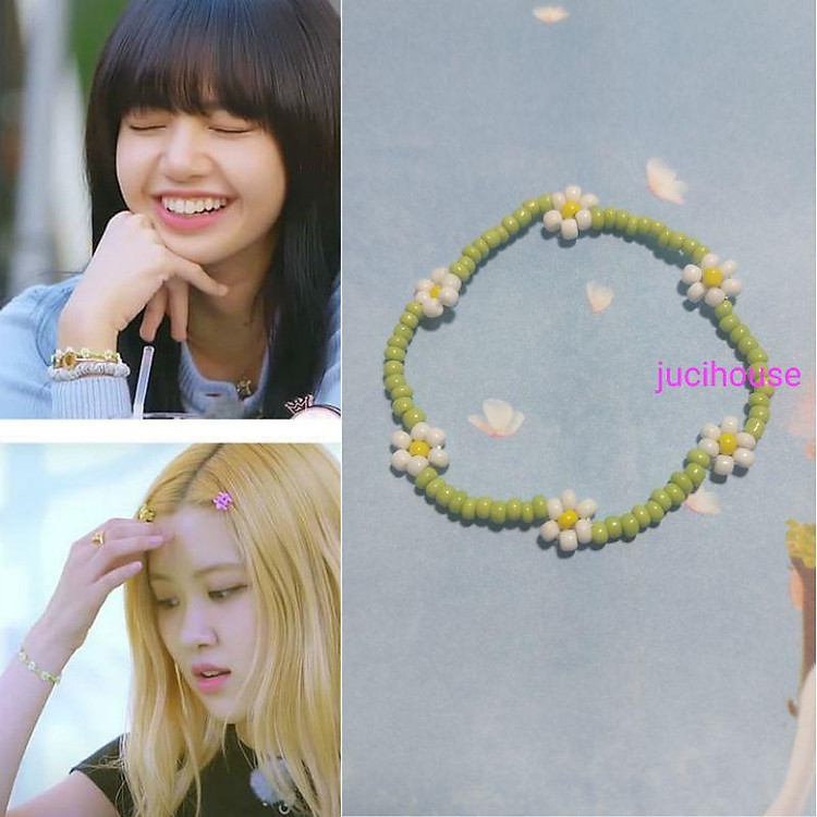 Vòng tay hạt cườm inspired Lisa - Rose BlackPink handmade