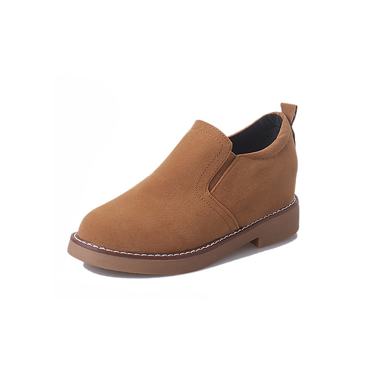 Giày Slip-On Nữ Da Lộn Độn Đế Cao 6CM 3Fashion - MSP 2727 - Nâu
