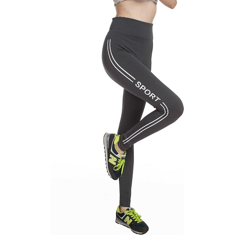 Quần tập gym, yoga 2 vạch sport - đen xám