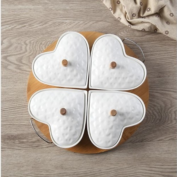 Khay đựng thực phẩm có kệ gỗ (4 khay) - KTP01