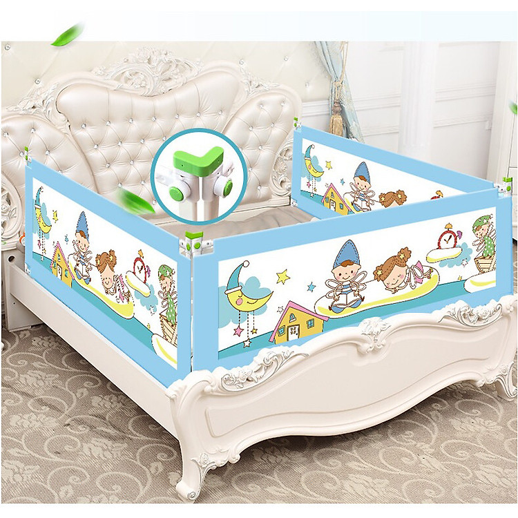 Thanh chắn giường màu xanh - mẫu trượt cao 90cm