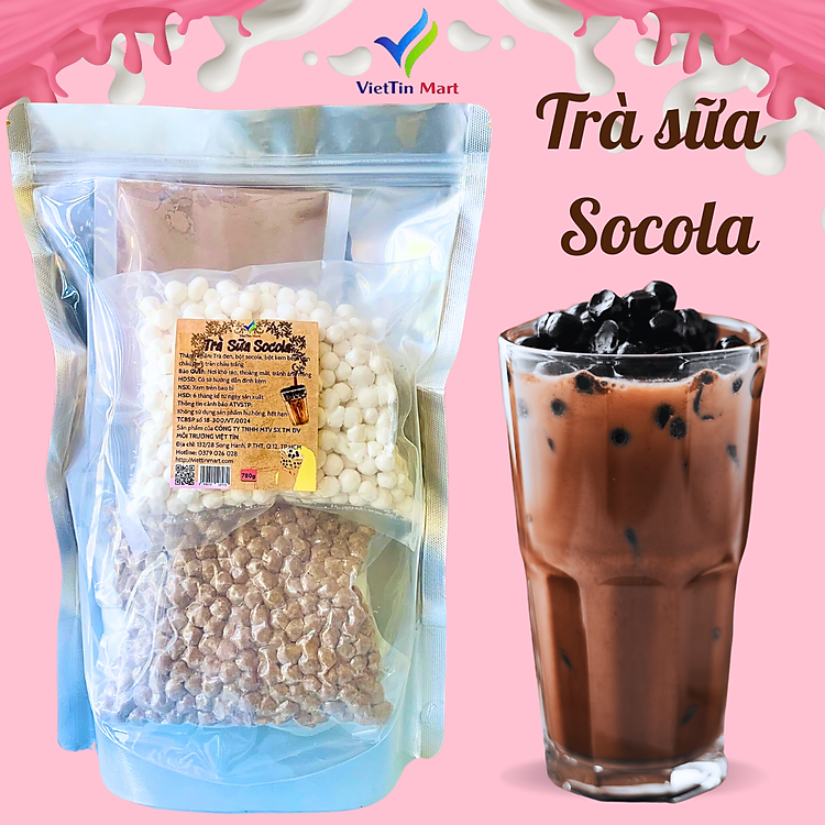Set Nguyên Liệu Pha Trà Sữa Socola (Thành phẩm 30 35 ly) VietTin Mart
