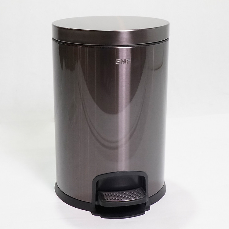 Thùng rác đạp chân tròn 8L phủ nano, inox 430, Model: SJ8-Y01. Công nghệ giảm chấn bơm thủy lực thông minh, Thương hiệu GNF, Hàng chính hãng