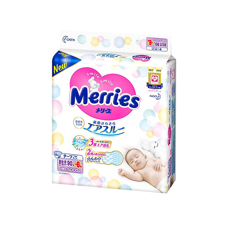 Tã Merries size NB 90 + 6 miếng Chính hãng Tiết kiệm - Hình ảnh 4