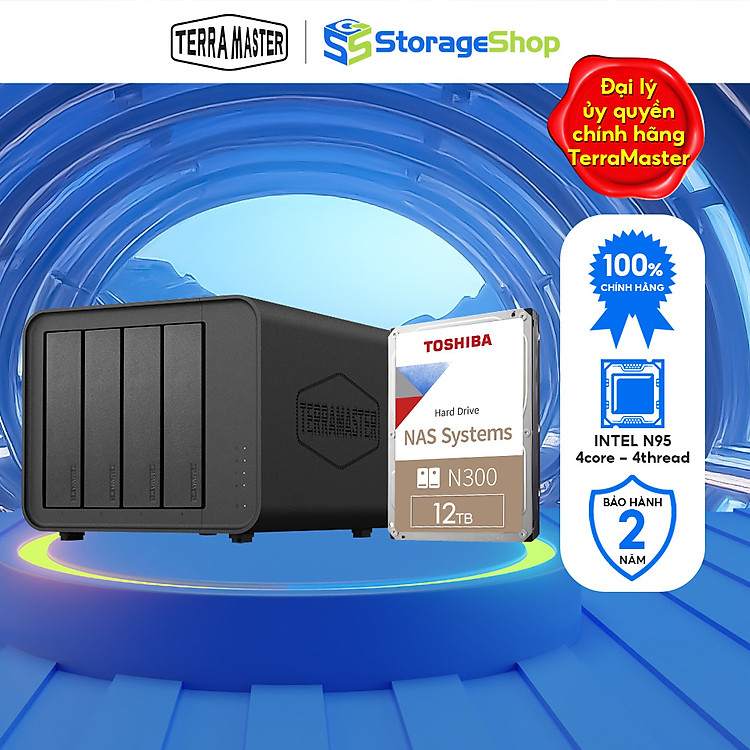 Combo Bộ Ổ cứng mạng NAS TerraMaster F4-424 kèm 1 ổ cứng NAS N300 3.5inch 24/7 Hàng chính hãng
