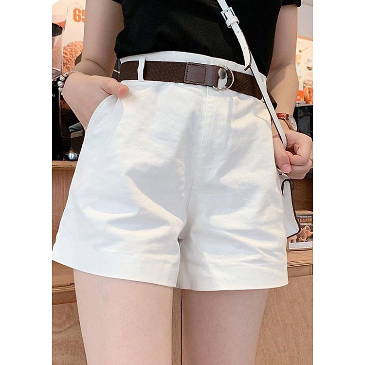 Quần short nữ kaki kèm dây nịt