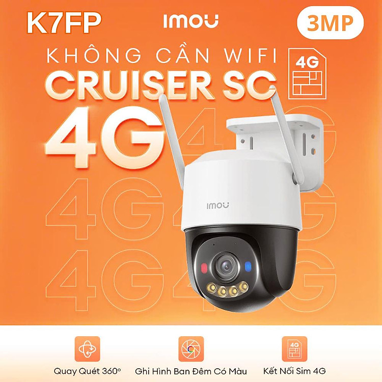 Camera IMOU S21FTP 2MP, K7FP 3MP/ 5MP Dùng Sim 4G Ngoài Trời Đàm Thoại 2 Chiều - TRANGIATELECOM Hàng chính hãƞg Hàng nhập khẩu