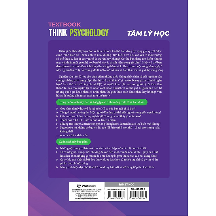 Tâm lý học - Think Psychology - Text Book - Ảnh 2