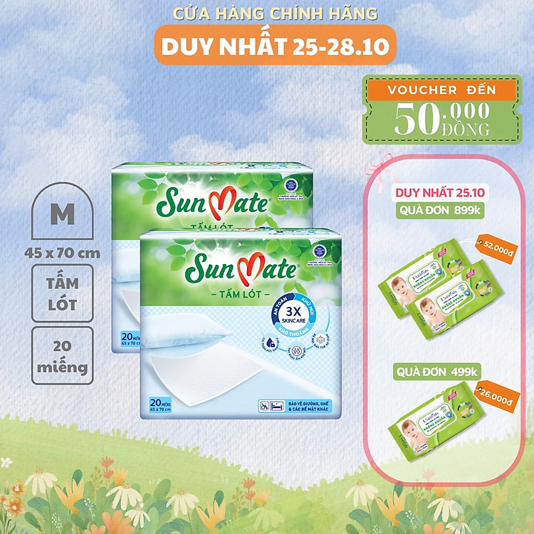 Combo 2 Tấm lót SunMate size M Chính hãng Tiết kiệm