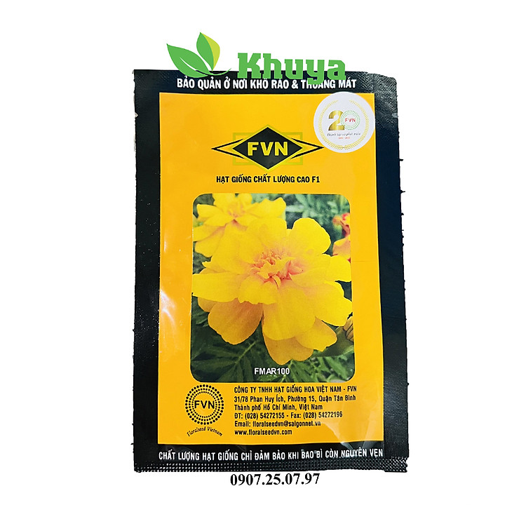 Hạt giống Hoa Vạn Thọ Ban Mai Pháp Vàng Đậm FVN FMAR100 Mỹ Alaska Gold
