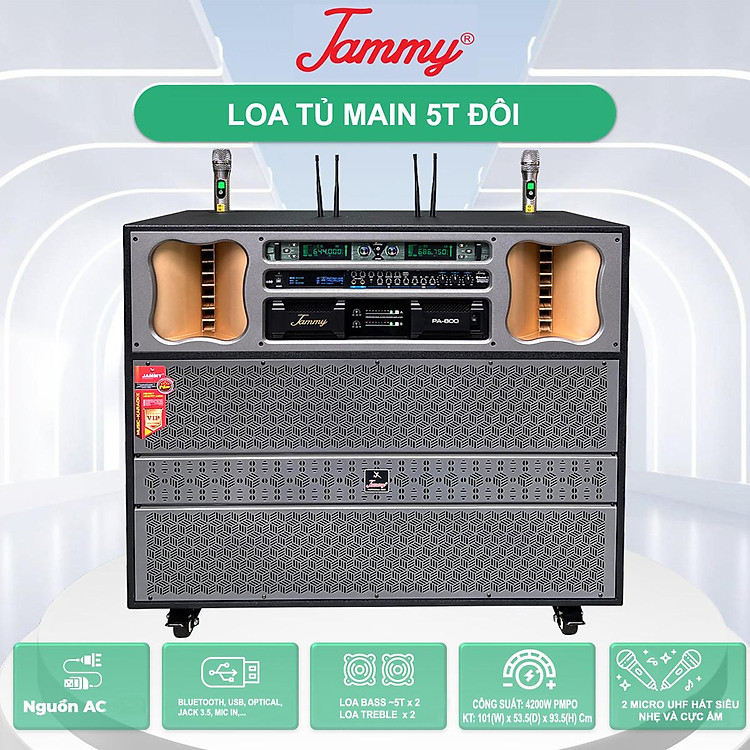 LOA ĐIỆN 5 TẤC ĐÔI JAMMY N218K8 PRO - CÔNG SUẤT CỰC ĐỈNH 4.200W - MICRO HÁT SIÊU NHẸ - BẮT SÓNG XA 80 MÉT XUYÊN TƯỜNG - HÀNG CHÍNH HÃNG