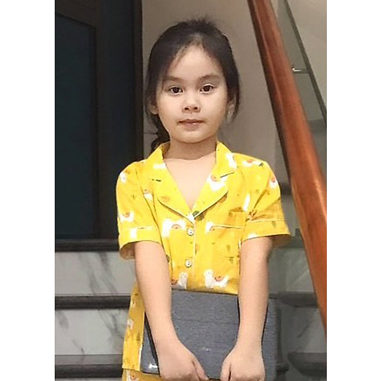 Bộ đồ ngủ Pijama bé gái màu vàng họa tiết con lạc đà nhỏ