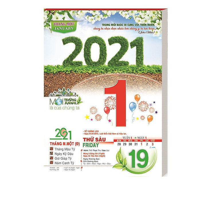 Lịch bloc đại 2021 MS AH.15 - Môi Trường Xanh