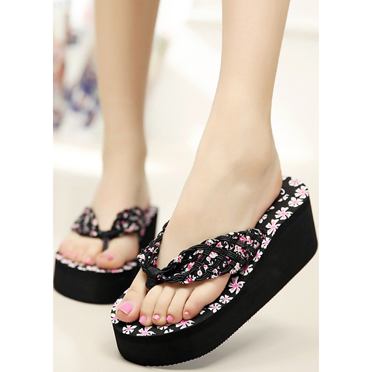 Dép Kẹp Cao Gót Hoa Đào MDEP003