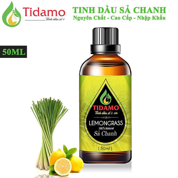 Tinh dầu Sả Chanh Thiên Nhiên Cao Cấp 50ML (Lemongrass) - Tinh dầu Sả Chanh Nguyên Chất TIDAMO Giúp Bảo Vệ Sức Khỏe, Kháng Khuẩn, Đuổi Muỗi Và Thư Giãn Tinh Thần