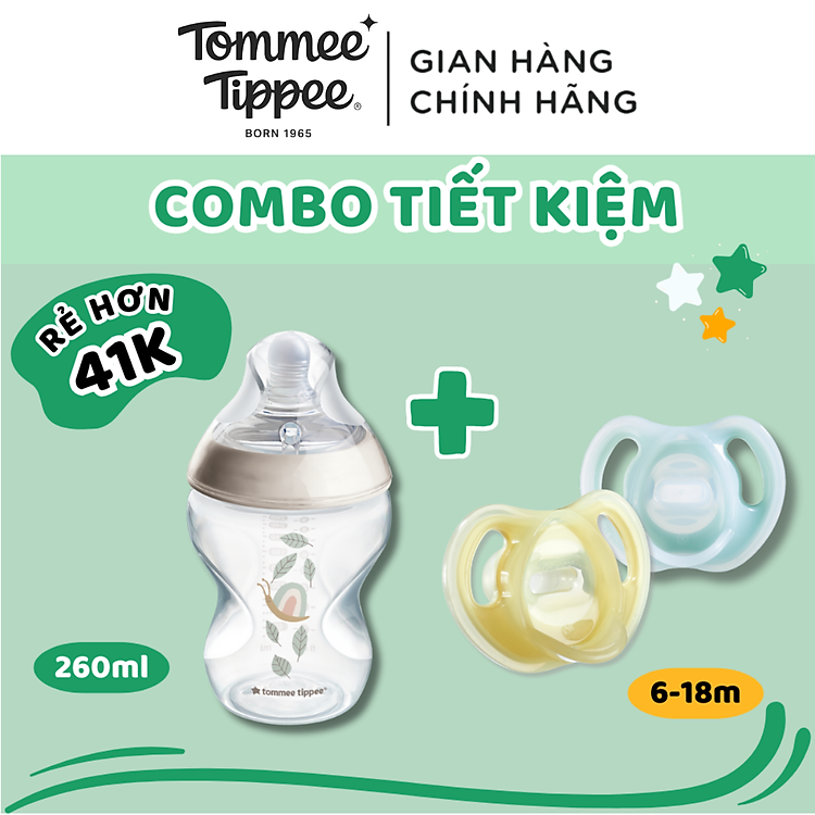 COMBO Ty Ngậm & Bình Sữa Tommee Tippee Đảm bảo Giá rẻ