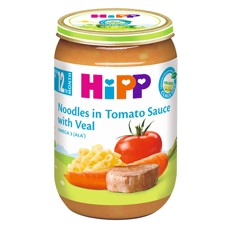 Dinh Dưỡng Đóng Hộp Thịt Bê Mì Sợi Cà Chua HiPP 220g - 6833