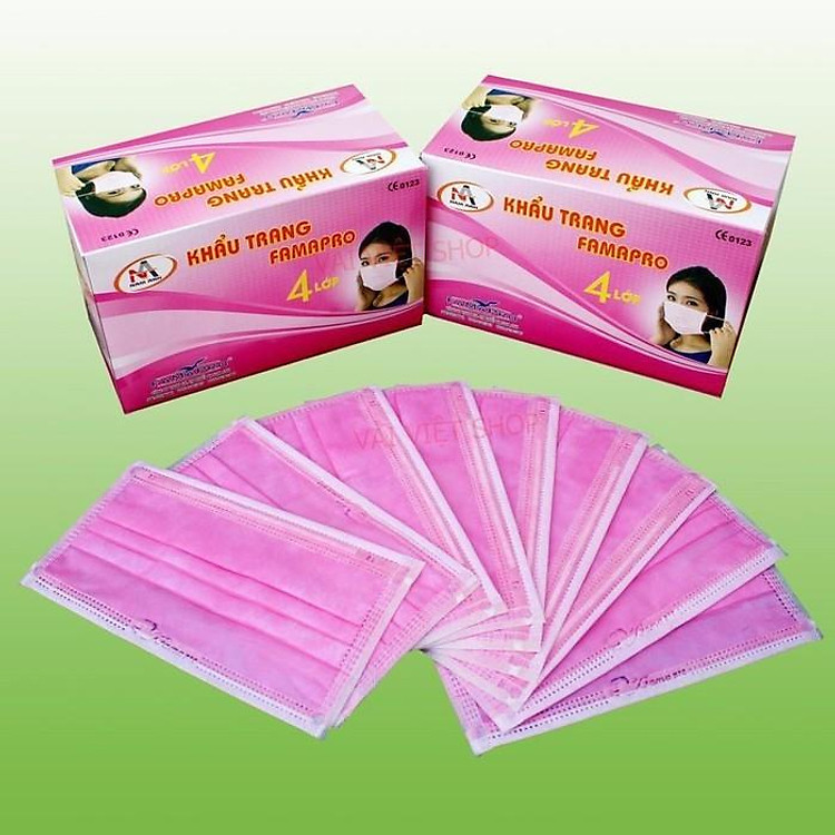 Combo 3 hộp khẩu trang y tế 4 lớp Nam Anh hồng