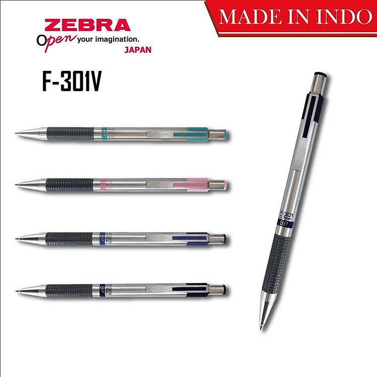 Viết Bi Bấm F301V 0.7mm Zebra (mực xanh)