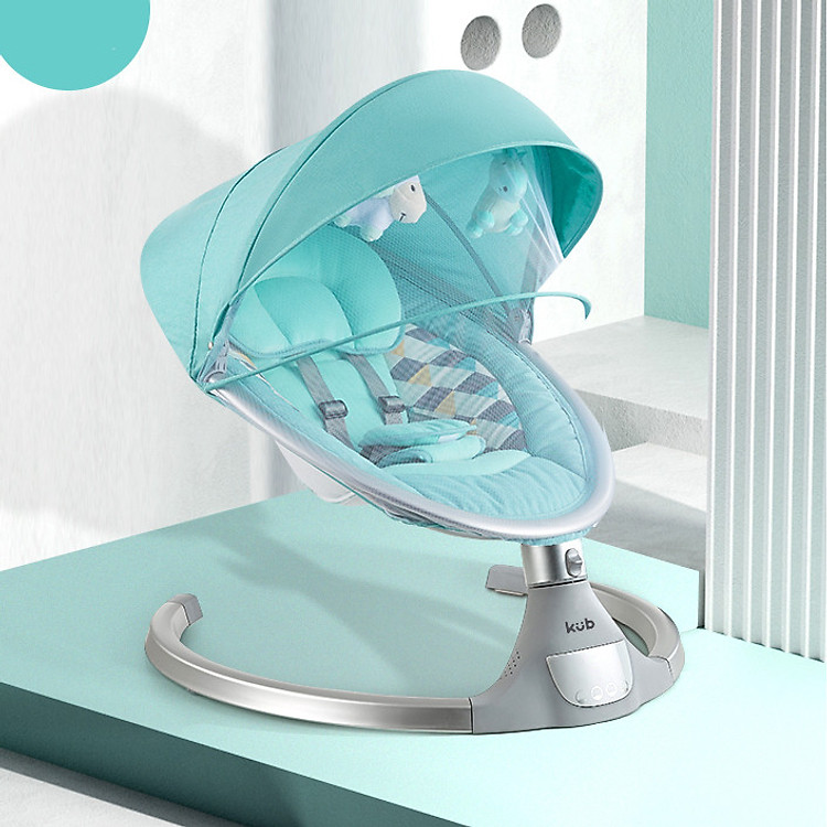 Nôi Rung Điện Tự Động Cho Bé - KUB - Model Mới 2019, Màn Hình Cảm Ứng LED, Phát Nhạc Qua Điện Thoại Bằng Bluetooth, Điều Khiển Từ Xa - Màu Xanh