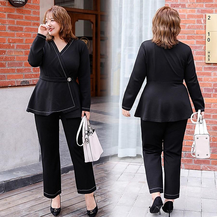 Set bộ áo vạt chéo quần ống rộng - BOBEO037b