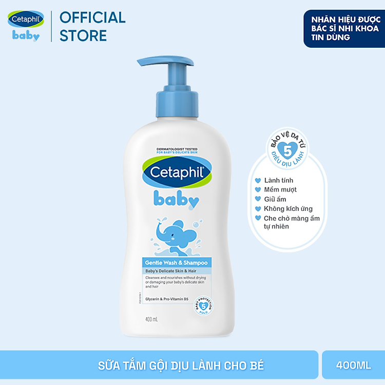 Sữa tắm gội Cetaphil Baby 400ml Chính hãng Tiết kiệm