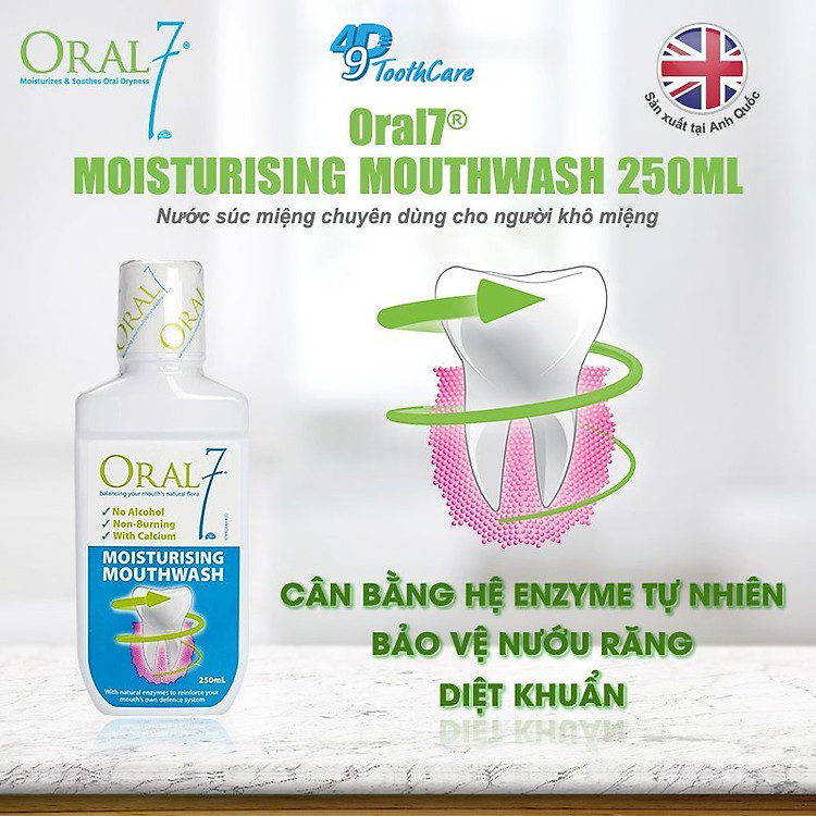 Thương hiệu: Oral7 NƯỚC SÚC MIỆNG HỖ TRỢ ĐIỀU TRỊ KHÔ MIỆNG, CHUYÊN DÙNG CHO NGƯỜI KHÔ MIỆNG ORAL7 250ML