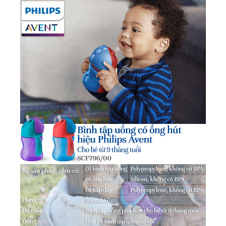 Bình tập uống Philips Avent 200ml Tím Giá rẻ - Hình ảnh 3