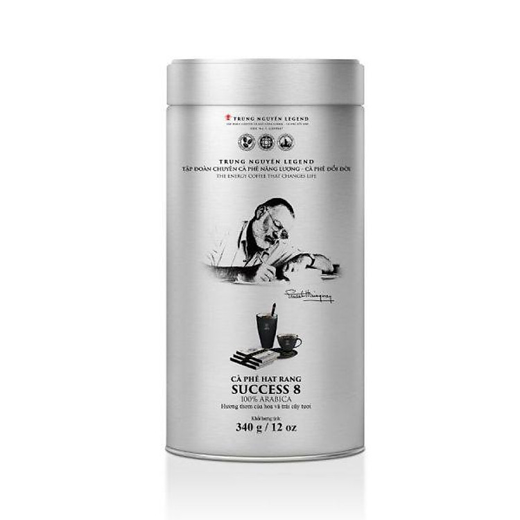 Cà Phê Hạt Mộc Trung Success 8 Nguyên Legend – Lon 340g – 100% Arabica, Hương Hoa Trái Cây Tươi