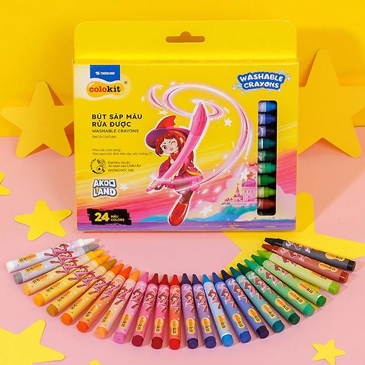 Hộp Bút Sáp Màu Rửa Được Colorkit (24 chiếc)
