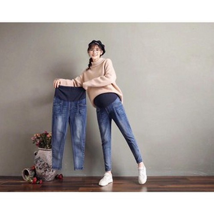 Quần Bầu Jean baggy form rộng thoải mái - Quần Jean Bầu - Phong cách hiện đại - Dễ phối kết hợp đồ bầu - Nhiều size lựa chọn - 2 Màu trẻ trung - Chất Jean Cao cấp - Điều chỉnh bụng bầu