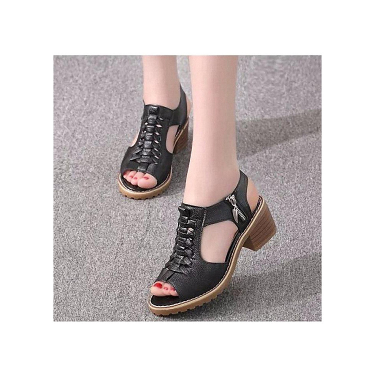 Giày Sandal nữ khóa kéo bên cạnh S002