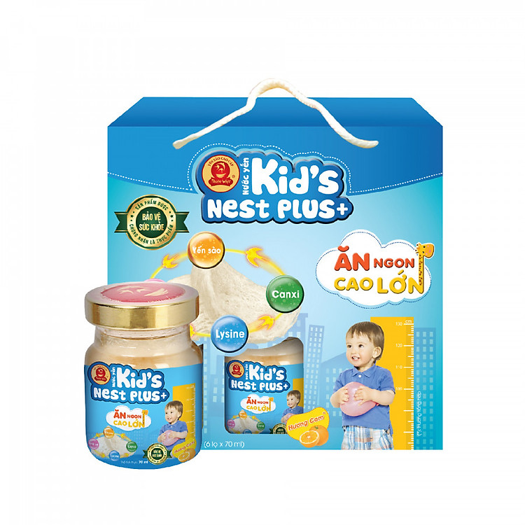 Lốc Nước Yến KID’S NEST PLUS+ Hương Cam (6 lọ x 70ml)