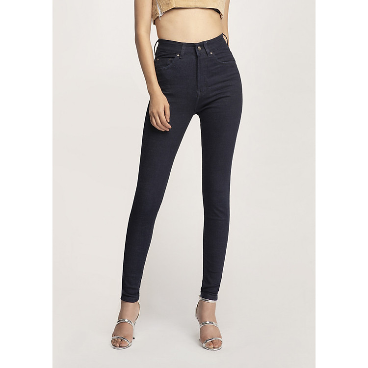 Quần jeans nữ AAA JEANS skinny xanh đen lưng cao