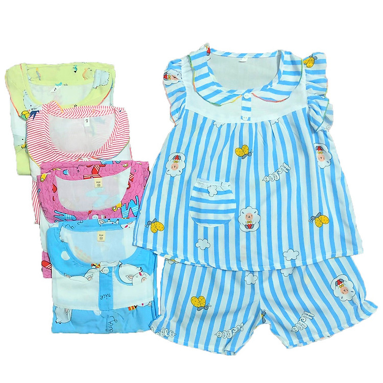 Combo 3 bộ đồ bộ bé gái cổ sen vải tole, lanh 2 da mềm, mịn, thoáng mát