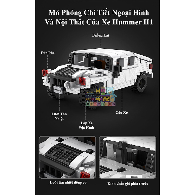 Bộ Đồ Chơi Lắp Ghép Xe Hummer H1 Chính hãng Ưu đãi - Hình ảnh 5