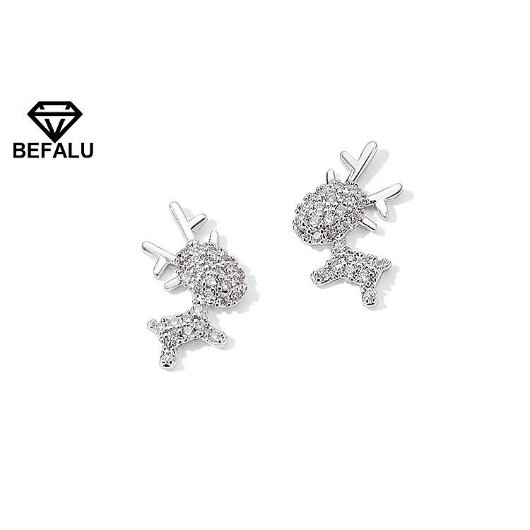 Bông Tai Nữ Bạc 925 Hình Chú Tuần Lộc BEFALU - BT14