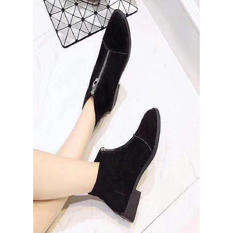 Giày bot nỉ phối khóa kéo thời trang GBN1